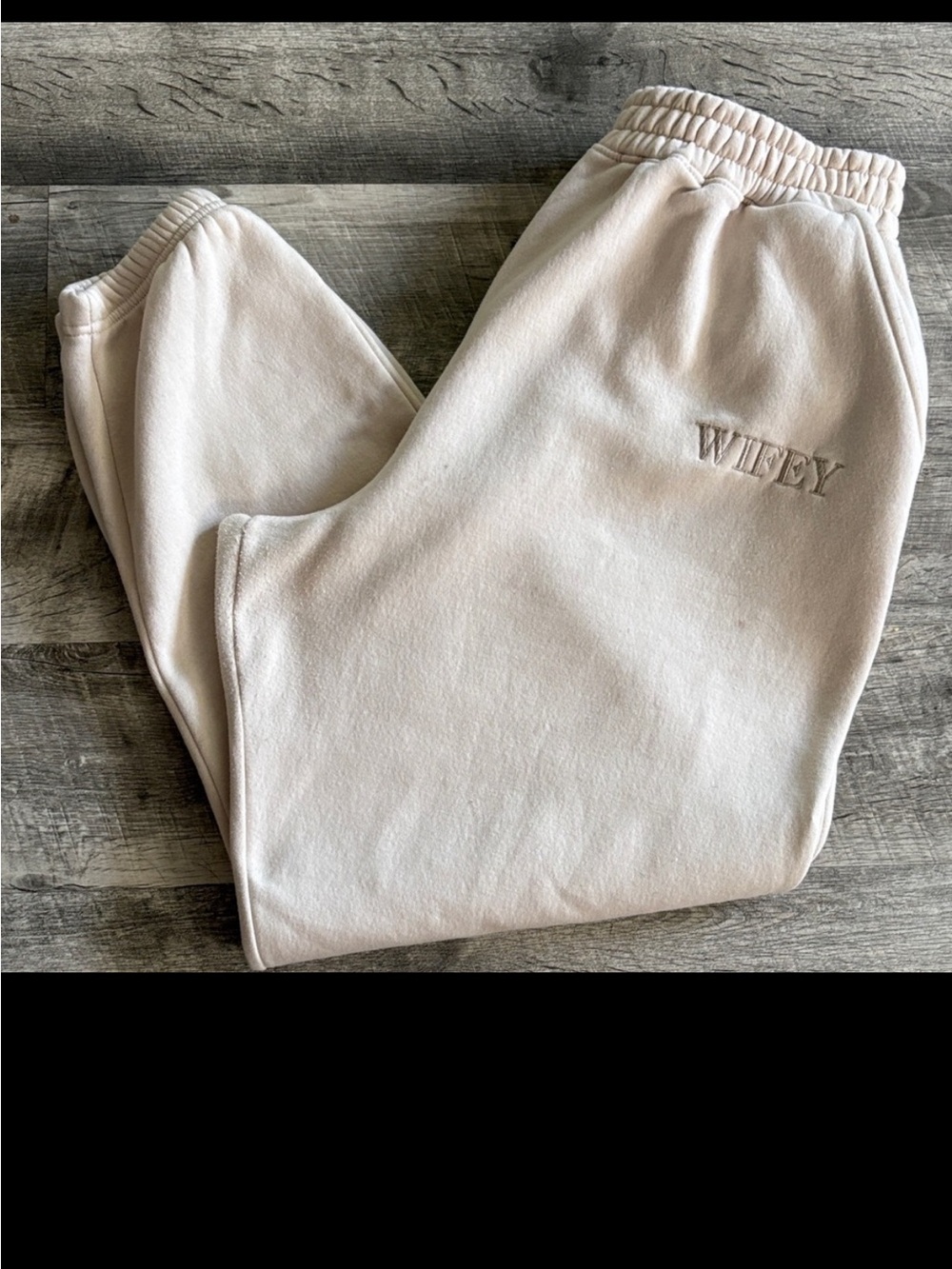 Wifey Embroidered Cream Joggers